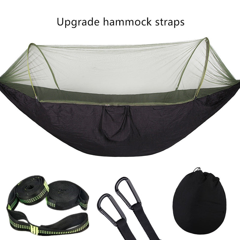 Camping Hammock with Mosquito Net Pop-Up Light Portable Outdoor Parachute Hammocks