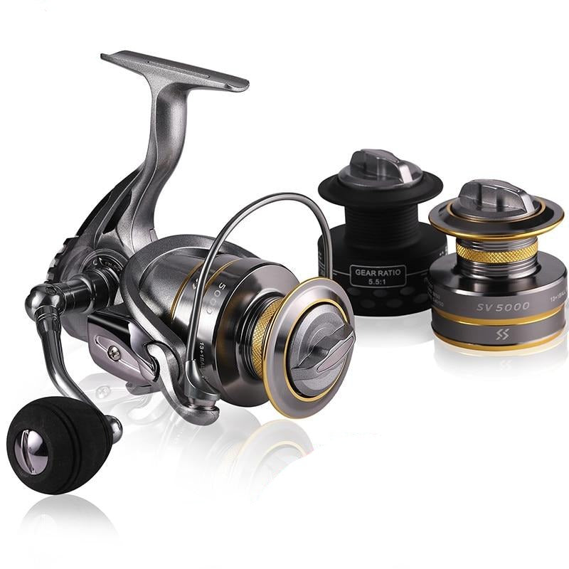 Sougayilang 13+1BB Spinning Reel with Free Spool Fishing Reel 5.1:1 5.5:1 Gear Ratio Spinning Reel Carp Fishing Reel