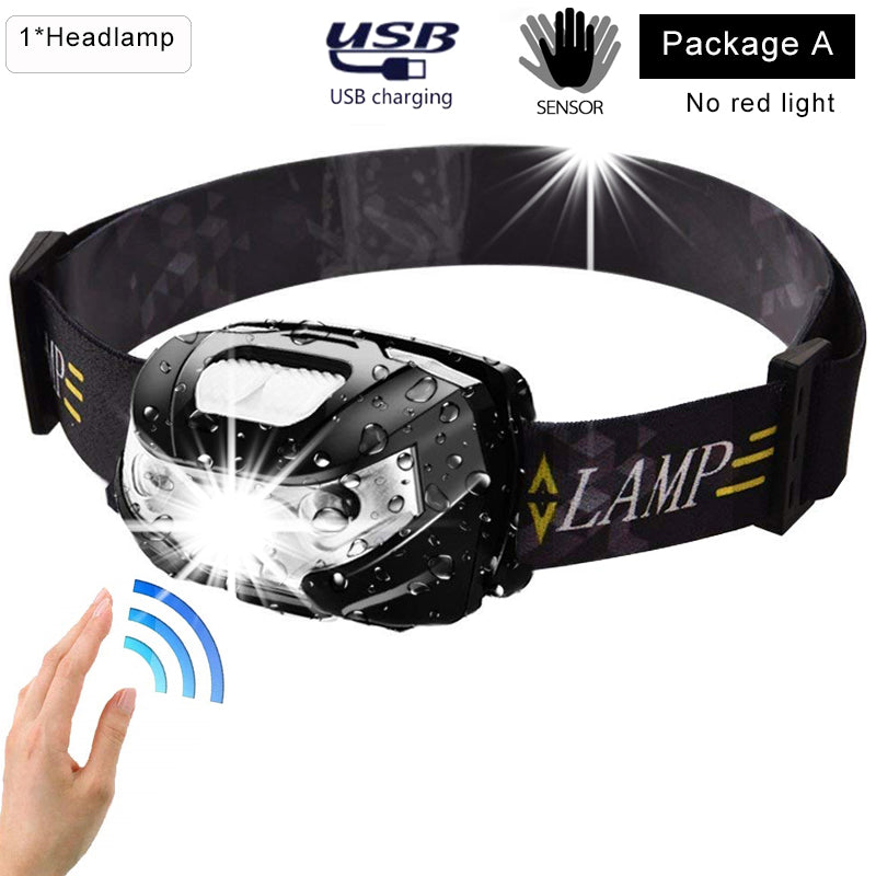 Super bright Powerfull Headlamp Rechargeable LED Headlight Body Motion Sensor Head Flashlight Camping Torch Light Lamp With USB