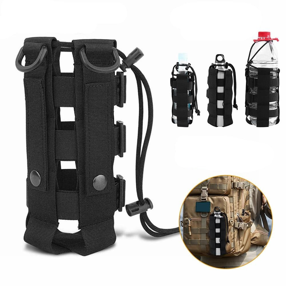 Upgraded Tactical Molle Water Bottle Pouch Bag Military Outdoor Travel Hiking Drawstring Water