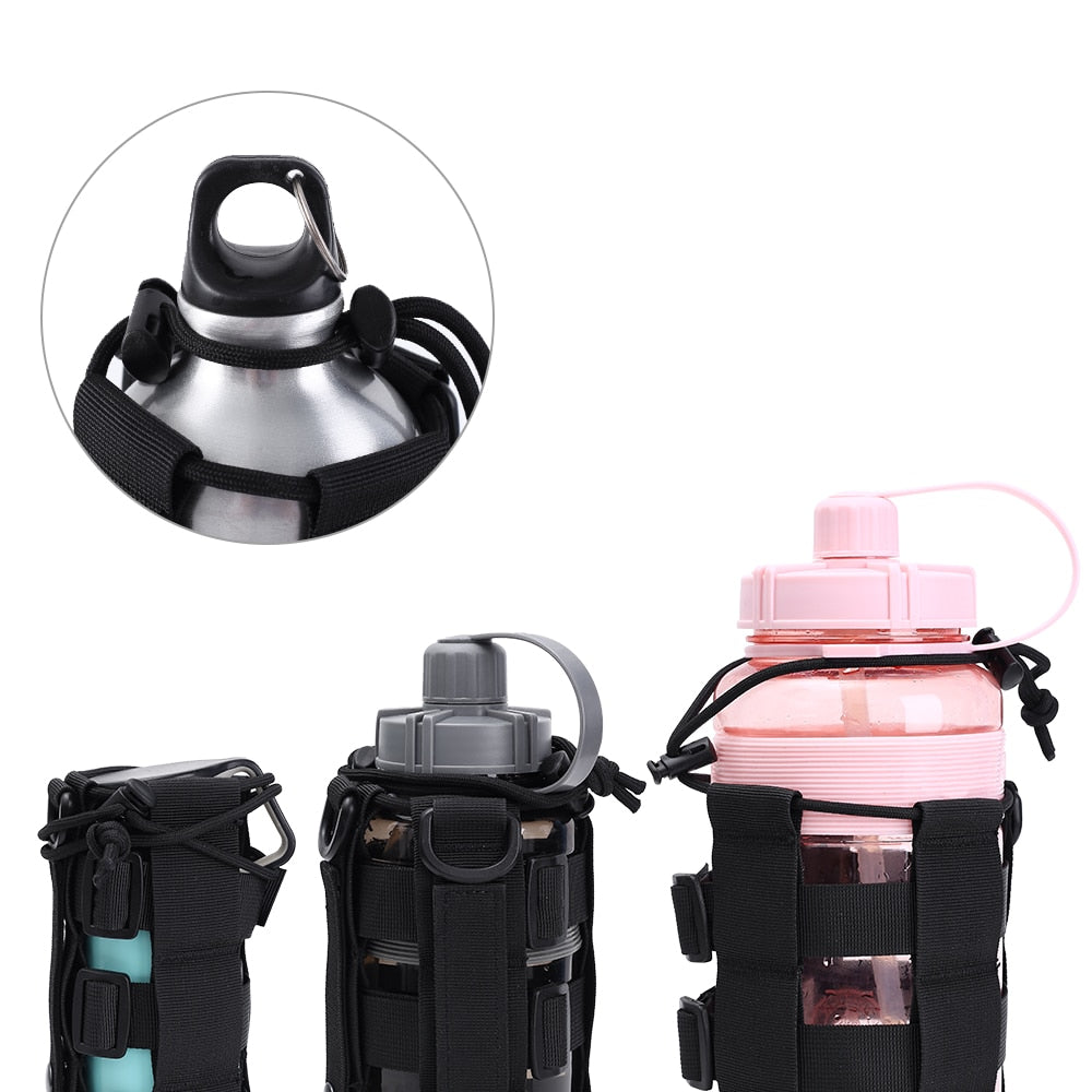 Upgraded Tactical Molle Water Bottle Pouch Bag Military Outdoor Travel Hiking Drawstring Water