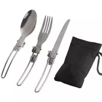 Utensil Picnic stainless steel fold knife camp set combo long cookware spoon Spork fork backpack