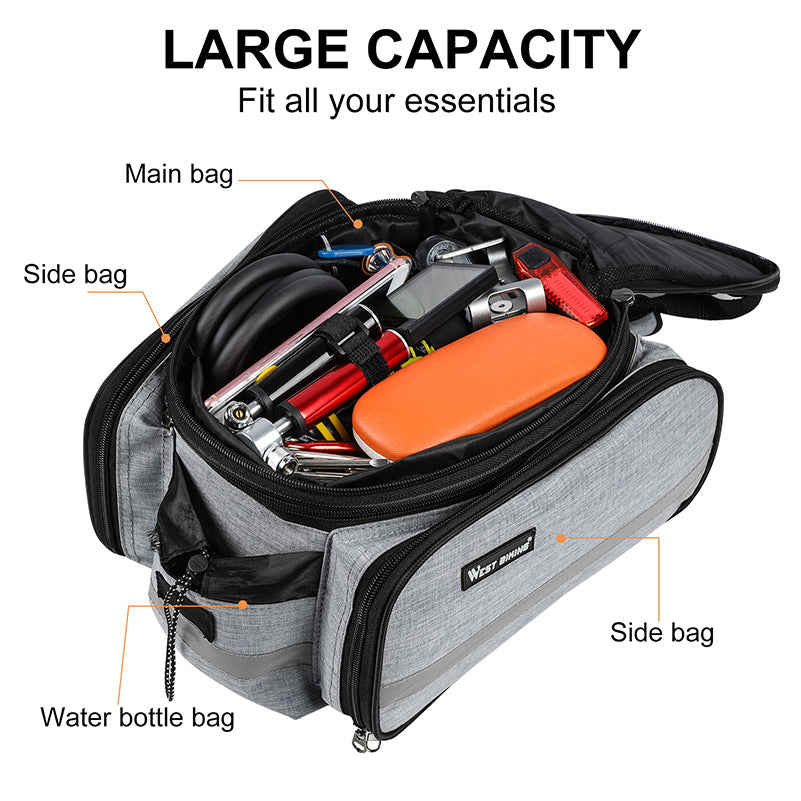 Waterproof Bike Seat Pannier Pack Luggage Cycling Bag 10-25L Bicycle Pannier Bag with Rain Cover