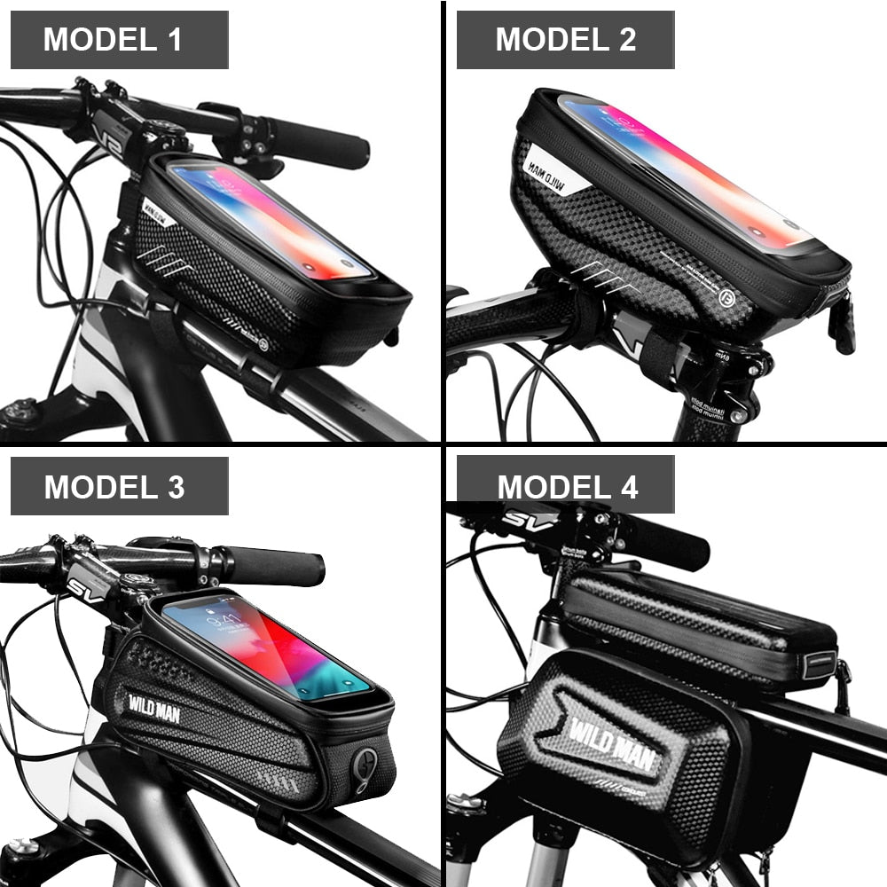 WILD MAN Waterproo Bicycle Phone Bag Top Tube Frame Bag Cycling Front Beam Bag Phone Holder