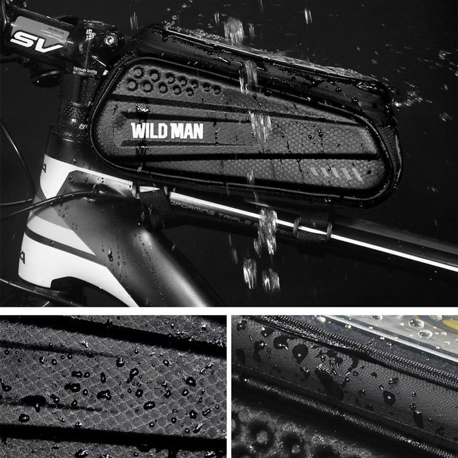 WILD MAN Waterproo Bicycle Phone Bag Top Tube Frame Bag Cycling Front Beam Bag Phone Holder