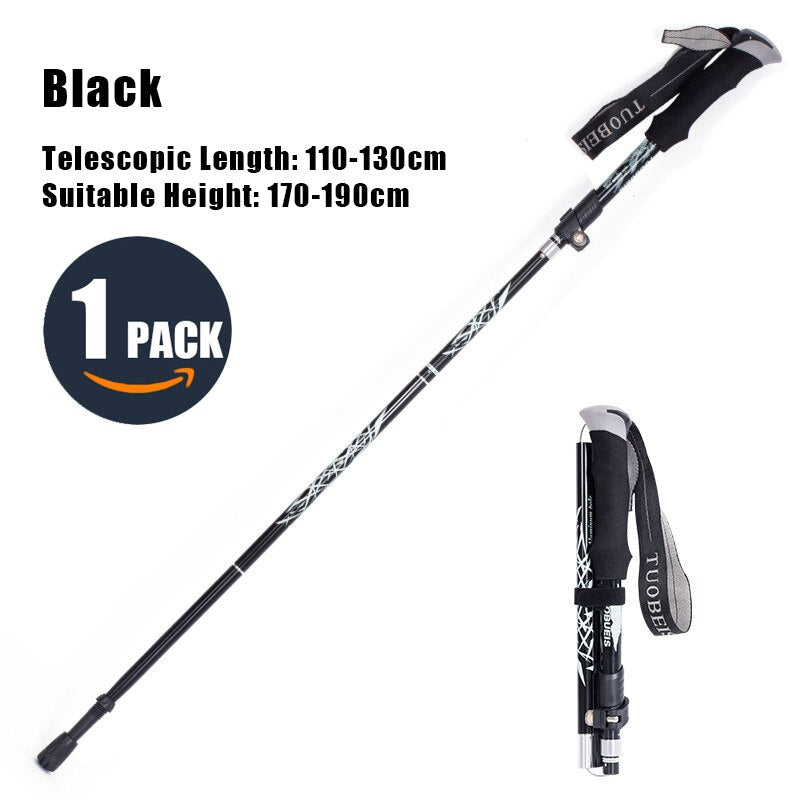 Walking Adjustable Trekking Pole Anti Shock Ultra Light Alpinism Poles Telescopic Ultralight