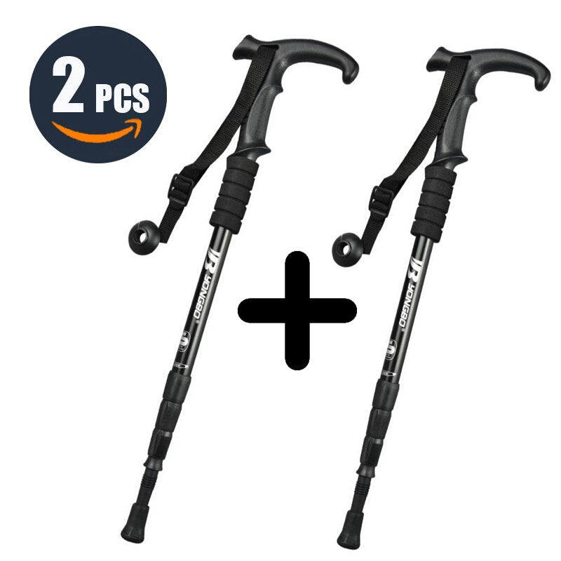 Walking Adjustable Trekking Pole Anti Shock Ultra Light Alpinism Poles Telescopic Ultralight