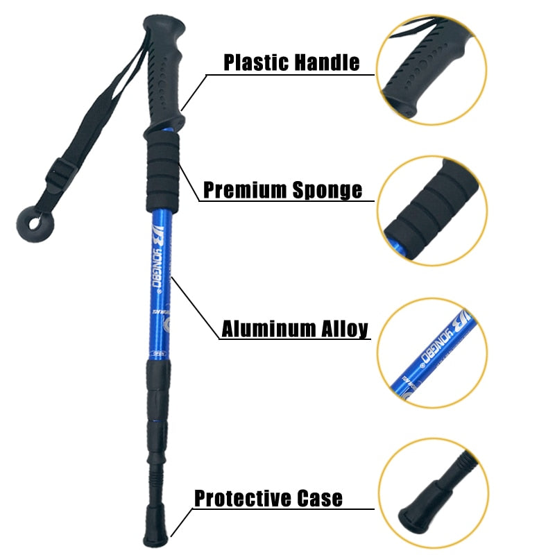 Walking Adjustable Trekking Pole Anti Shock Ultra Light Alpinism Poles Telescopic Ultralight