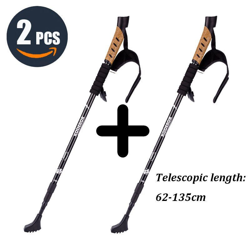 Walking Adjustable Trekking Pole Anti Shock Ultra Light Alpinism Poles Telescopic Ultralight