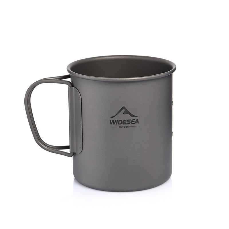 Widesea Camping Mug Titanium Cup Tourist Tableware Picnic Utensils Outdoor Kitchen Equipment