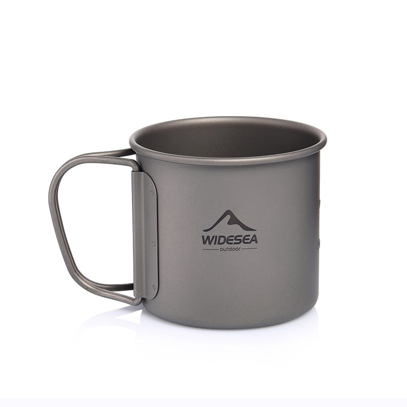 Widesea Camping Mug Titanium Cup Tourist Tableware Picnic Utensils Outdoor Kitchen Equipment