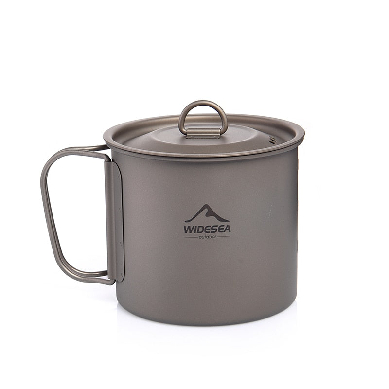 Widesea Camping Mug Titanium Cup Tourist Tableware Picnic Utensils Outdoor Kitchen Equipment