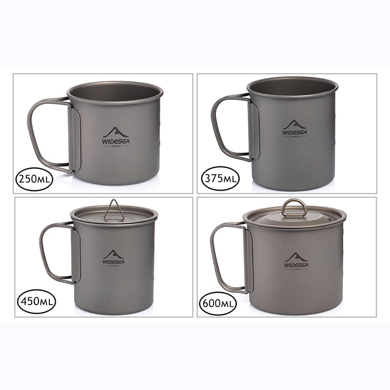 Widesea Camping Mug Titanium Cup Tourist Tableware Picnic Utensils Outdoor Kitchen Equipment