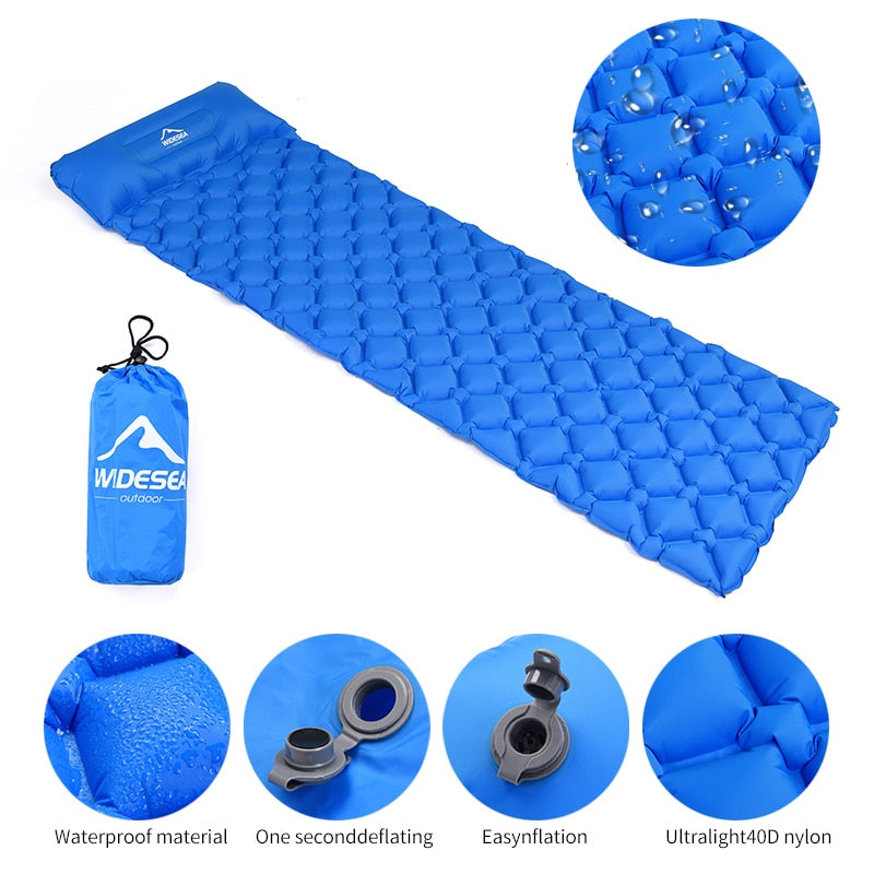 Widesea Camping Sleeping Pad Inflatable Air Mattresses Outdoor Mat Furniture Bed Ultralight