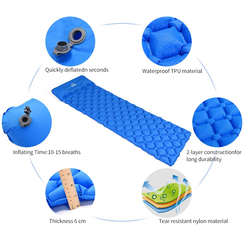 Widesea Camping Sleeping Pad Inflatable Air Mattresses Outdoor Mat Furniture Bed Ultralight