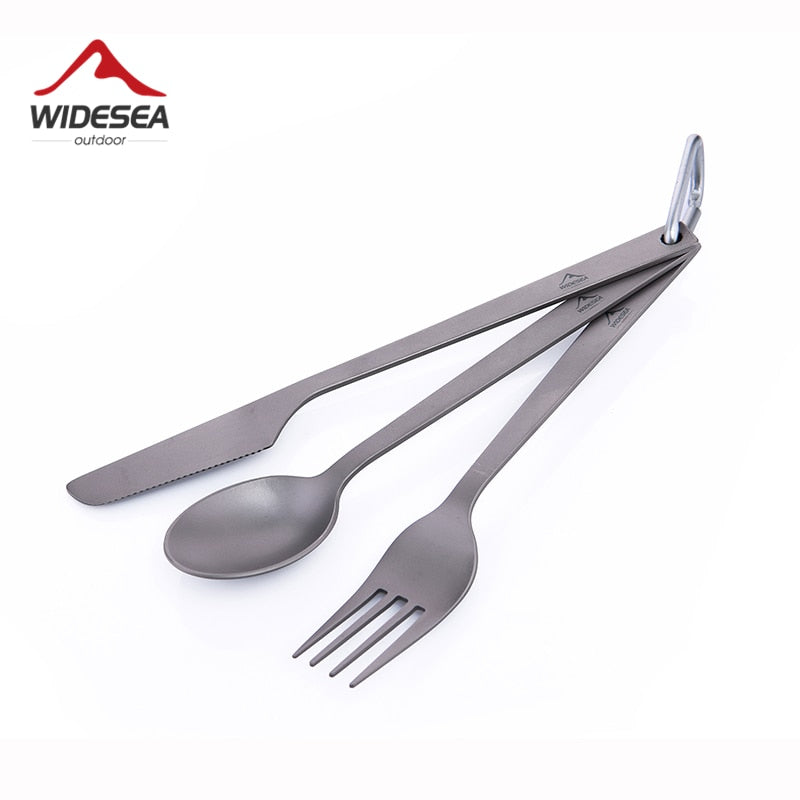 Widesea Titanium Spoon Fork Knife Set 50G Camping Tableware Ultralight  Travel Tourist Outdoor