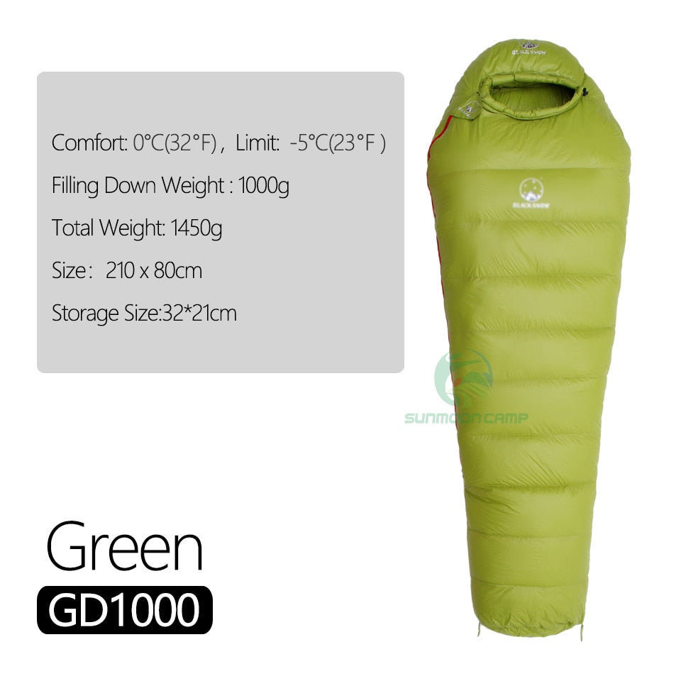 Winter Ultralight Thermal Adult Mummy 95% White Goose Down Sleeping Bag Sack W/ Compression Pack