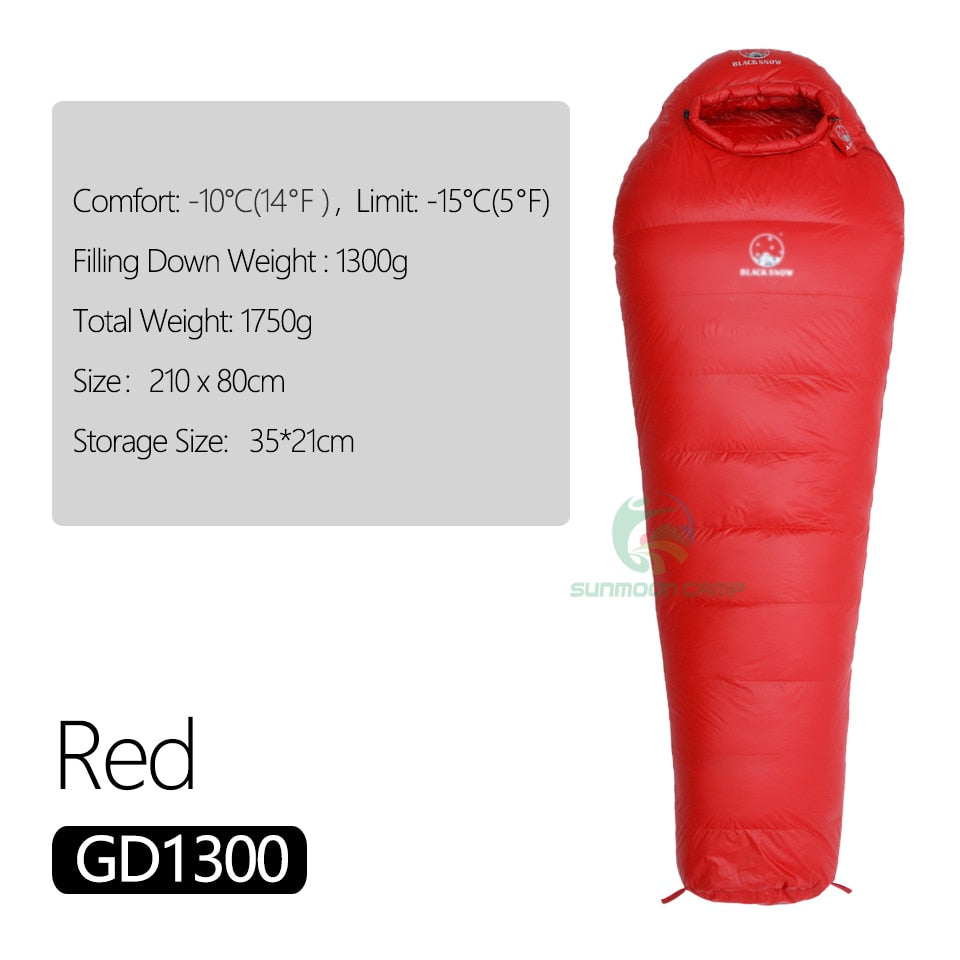 Winter Ultralight Thermal Adult Mummy 95% White Goose Down Sleeping Bag Sack W/ Compression Pack