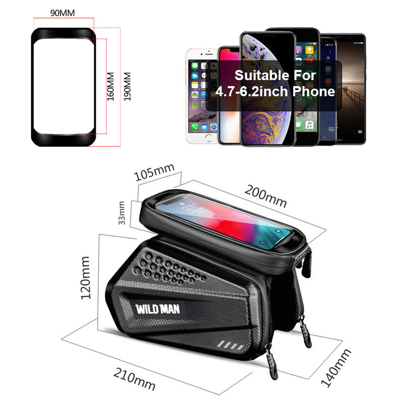 X-TIGER Rainproof Cycling Bag Shockproof Reflective Bike Bag Frame Front Phone Case Touchscreen MTB Bicycle Bag Accessories