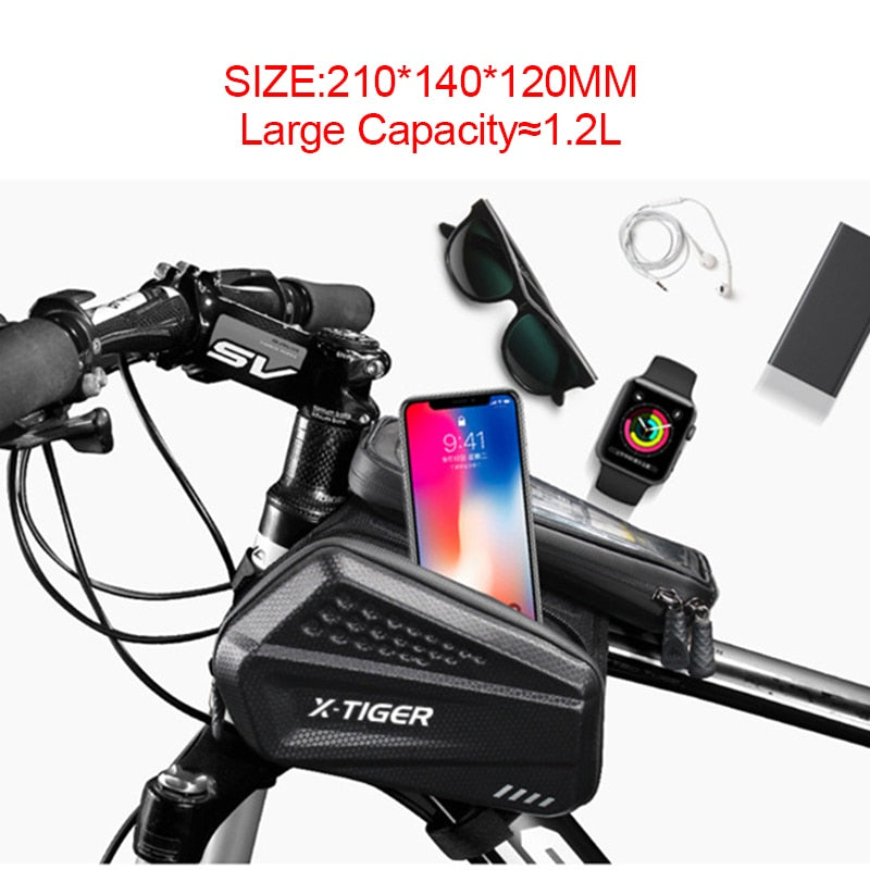 X-TIGER Rainproof Cycling Bag Shockproof Reflective Bike Bag Frame Front Phone Case Touchscreen MTB Bicycle Bag Accessories